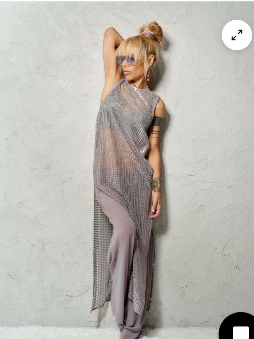 SHEER SEQUIN TUNIC & PANTS CO-ORD SET